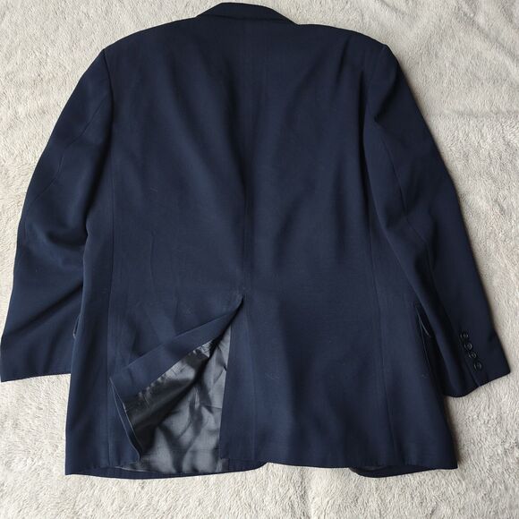 LL Bean Traveler Blazer Men's 44R Navy Blue Two Button Micro Polyester - Picture 9 of 12